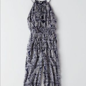 AEO Hi- neck wide leg patterned jumpsuit- M